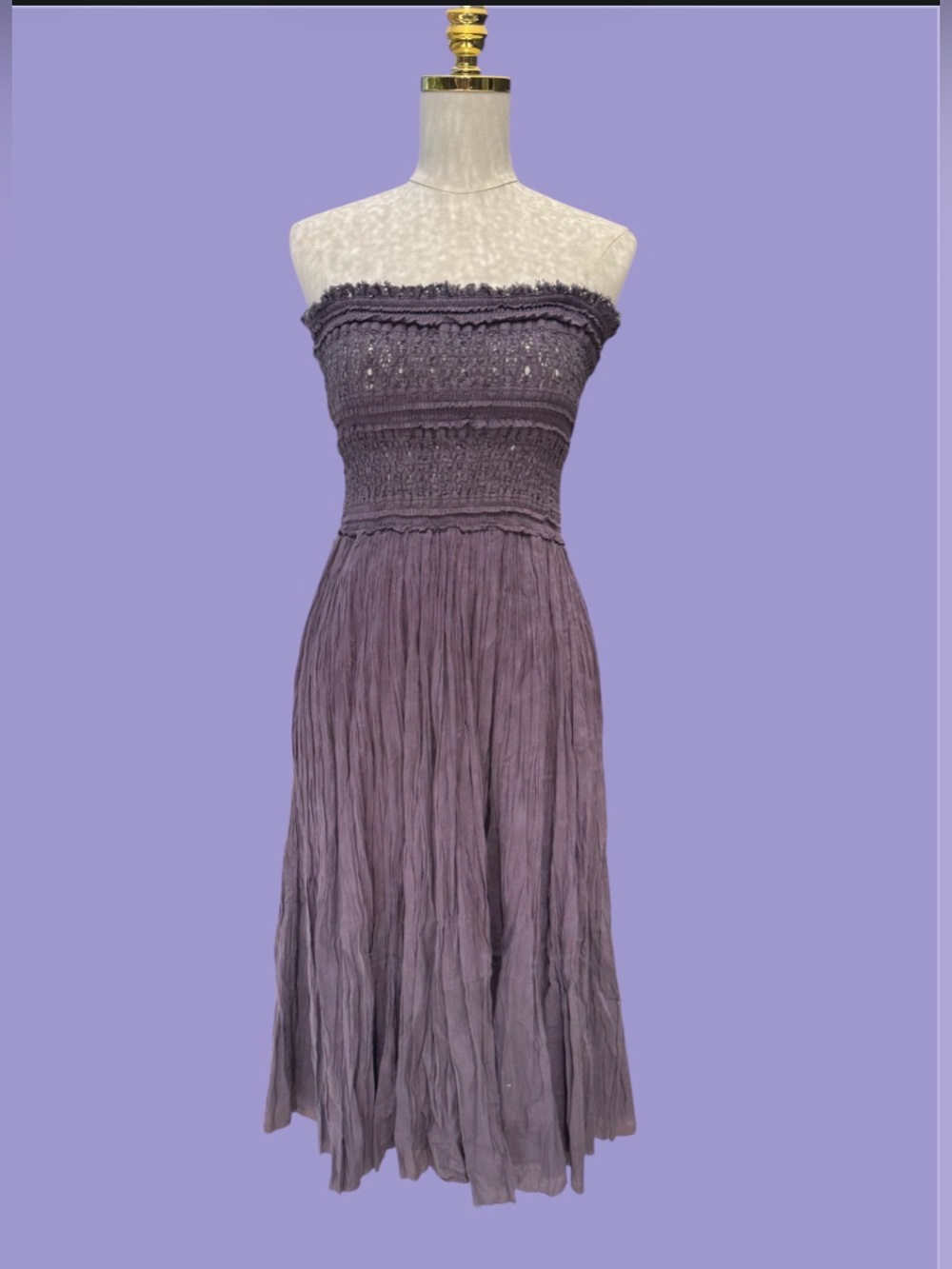 FP One Free People Ravenna Convertible Maxi Skirt Smocked Dress Medium Purple